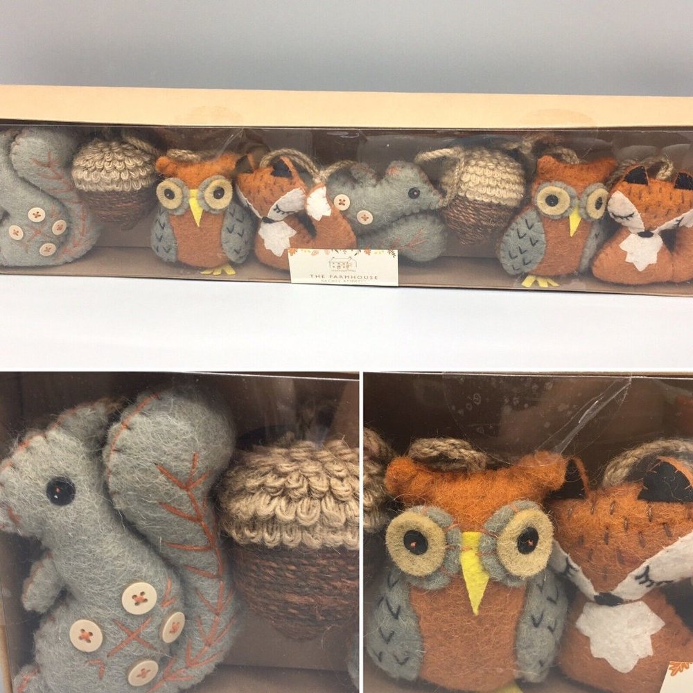 Rachel Ashwell Woodland Garland Felt Stitch Owl Fox Squirrel Acorn 6ft Farmhouse